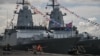 The Russian Navy corvettes "Hero of the Russian Federation Aldar Tsydenzhapov," left, and "Rezkiy" are seen docked at North Jamrud pier of Tanjung Perak port for a five-day joint military exercise between Indonesia and Russia, in Surabaya, Nov. 4, 2024. 