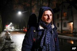 FILE - Kastus Lisetsky is pictured in Minsk, Belarus, Dec. 18, 2020. Lisetsky, 35, who was sentenced to 15 days in prison for attending a protest, was hospitalized with a high fever after eight days in custody and was diagnosed with double pneumonia.