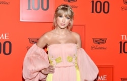 FILE - Taylor Swift poses at the Time 100 Gala, celebrating the 100 most influential people in the world in New York, April 23, 2019.