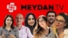 Meydan TV journalists, including editor Aynur Elgunash, left, are being detained in what watchdogs say is a media crackdown in Azerbaijan. The others shown are Natig Javadli, Aytaj Tapdig, Aysel Umudova, Ramin Jabrayilzada and Khayala Agayeva. (Meydan TV)