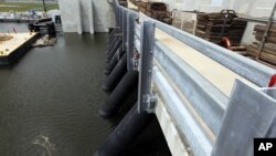 The Inner Harbor Navigation Canal Surge Barrier, constructed after Hurricane Katrina to prevent tidal surges from hurricanes from reaching New Orleans, is seen in St. Bernard Parish, La., June 22, 2012.