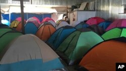 Temporary tents for about 130 Central Americans, mostly women and children, who arrived at the U.S. border with Mexico in a "caravan" of asylum-seeking immigrants that has drawn the fury of President Donald Trump, are seen in a shelter in Tijuana, Mexico, April 24, 2018.