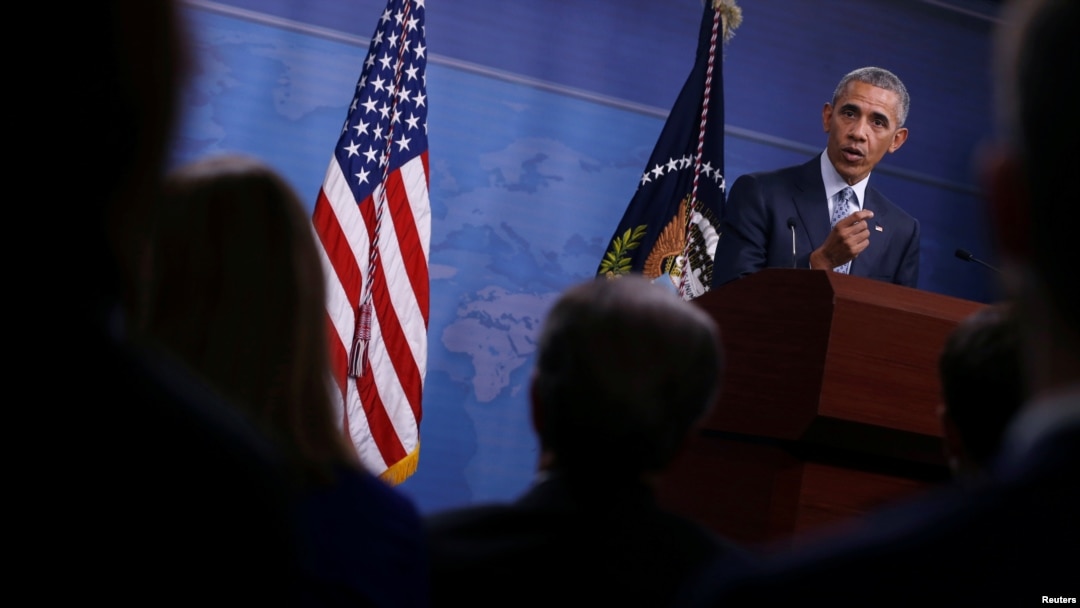 U.S. President Barack Obama holds a news conference at the Pentagon in Arlington, Virginia, Aug. 4, 2016. 
