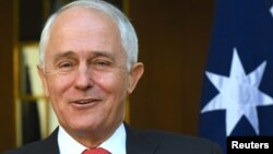 Australian Prime Minister Malcolm Turnbull reacts as he speaks during a media conference in Canberra, Australia, Nov. 15, 2017. 