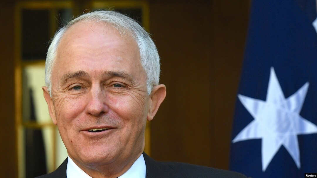 Perdana Menteri Australia Malcolm Turnbull dalam sebuah konferensi pers mengenai hasil survei kesetaraan pernikahan di Canberra, Australia, 15 November 2017. 