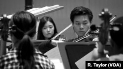 Juilliard students rehearse for the closing night concert of the 2018 Focus! Festival, “China Today.” 