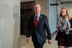 Rep. Adam Schiff, Chairman of the House Intelligence Committee arrives for a joint committee deposition with Ambassador Gordon Sondland, on Capitol Hill, Oct. 8, 2019.