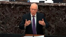 In this image from video, Kenneth Starr, an attorney for President Donald Trump, speaks during Trump's impeachment trial in the Senate at the Capitol in Washington, Jan. 27, 2020.