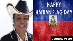 Foto konbinezon ki montre Depite Ameriken Frederica Wilson ak bikolò ayisyen an.