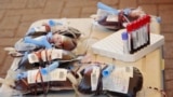 FILE — Bags of donated blood are seen at a blood-donation drive in Kampala, Uganda , on September 19, 2020. 