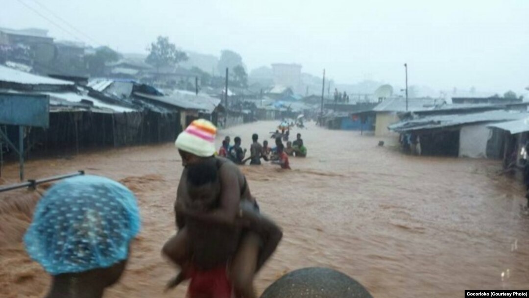 Torrential rains in Sierra Leone have caused heavy flooding and extensive damage to homes and property, Sept. 17, 2015.
