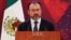 Mexico's Foreign Minister Luis Videgaray delivers a speech during a meeting with diplomatic corps in Mexico City, Jan. 9, 2017. 