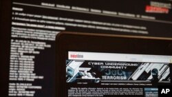 FILE - Two Russian anti-terrorism websites on a computer screen are photographed, in Paris, France, July 24, 2017.