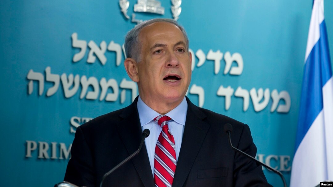 PM Israel Benjamin Netanyahu memberikan pernyataan mengenai kesepakatan soal program nuklir Iran di Yerusalem (24/11). 