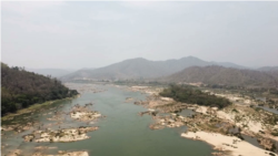 Drone shot of the exposed Mekong river bed between Thailand and Laos. (Photo courtesy Black Squirrel Productions)