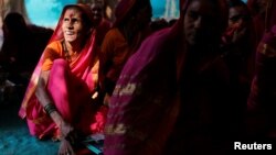 Women attend a class at Aajibaichi Shaala (Grandmothers' School) in Fangane village, India, Feb. 15, 2017. 