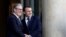French President Emmanuel Macron, right, welcomes Britain's Prime Minister Keir Starmer as he arrives for a meeting with European leaders on Ukraine and European security at the Elysee Palace in Paris, Feb. 17, 2025.