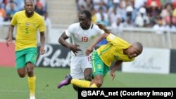 Une image du matche des Bafana Bafana de l’Afrique du Sud contre Les Lions du Sénégal publiée sur le compte Twitter de la Fédération sud-africaine de football association (SAFA), 12 septembre 2017. (Twitter/@SAFA_net)