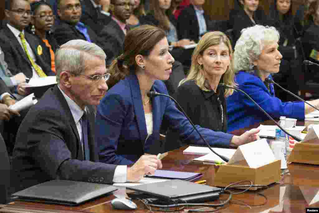 Luciana Borio, director of the Office of Counterterrorism and Emerging Threats, testifies before a House Foreign Affairs Subcommittee hearing on "global efforts to fight Ebola" on Capitol Hill in Washington, Sept.17, 2014. 