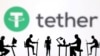 FILE - Figures with computers and smartphones are seen in front of Tether logo in this illustration taken Feb. 19, 2024. 