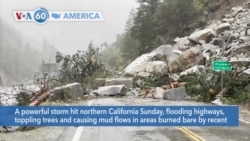 VOA60 Ameerikaa - Powerful storm hits California flooding highways, toppling trees and causing mud flows