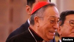 L'archevêque de Tegucigalpa, le cardinal Oscar Andres Rodriguez Maradiaga, lors d'une visite à la cathédrale de Suyapa à Tegucigalpa, Honduras, le 9 janvier 2017.