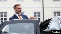 Outgoing German Finance Minister Christian Lindner of the Free Democratic party (FDP) enters a car at the Bellevue Castle, after he received the certificate of dismissal, in Berlin, Germany, Nov. 7, 2024. 