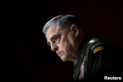 Chairman of the Joint Chiefs of Staff Gen. Mark Milley looks on during a Senate Appropriations Committee hearing in Washington, June 17, 2021.