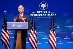 FILE - President-elect Joe Biden speaks at The Queen theater, in Wilmington, Del., Dec. 4, 2020.