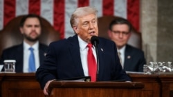 دونالد ترمپ، رییس جمهور ایالات متحدهٔ امریکا، هنگام ایراد خطابه سالانه در مقر کانگرس امریکا، سه شنبه ۲۴ فبروری ۲۰۲۶