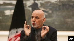 Afghan President Ashraf Ghani speaks during a news conference in Kabul, Afghanistan, Dec. 11, 2015.