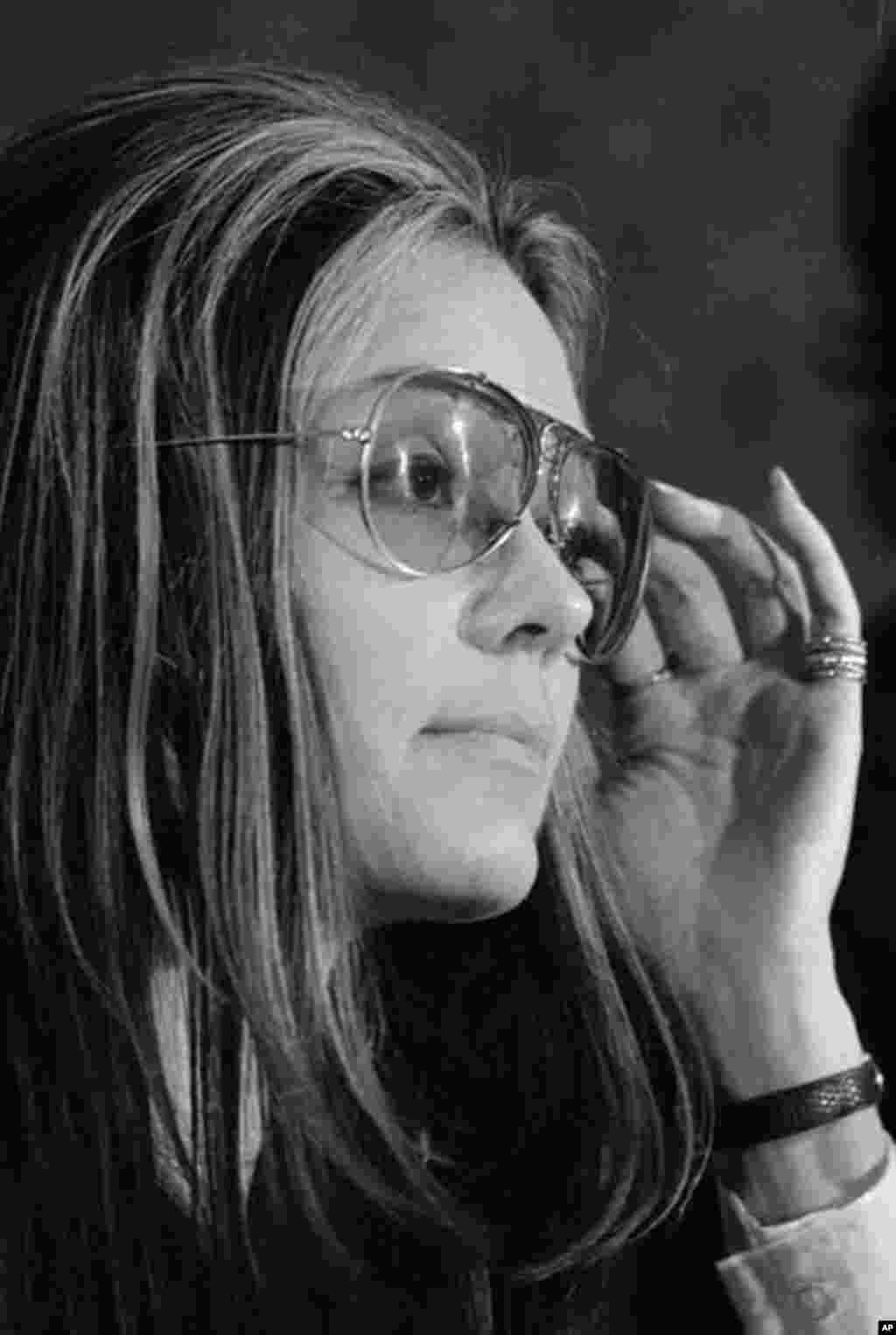 Ms. “guiding light” Gloria Steinem at a news conference for Women's Action Alliance in January 1972, the month Ms. Magazine hit the newsstands. (US News and World Report and Library of Congress)
