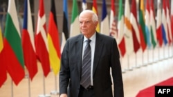 FILE - European Union High Representative for Foreign Affairs and Security Policy Josep Borrell arrives to attend a Foreign Affairs Council meeting at the EU headquarters in Brussels on May 27, 2024.