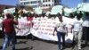 FILE: Striking workers of the National Railways of Zimbabwe stage peaceful protests in Zimbabwe's second largest city, Bulawayo. 