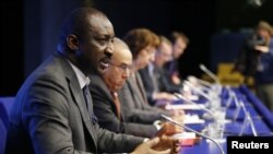 Tieman Hubert Coulibaly (alors ministre des Affaires étrangères) , Bruxelles, le 5 février 2013. (REUTERS/Francois Lenoir)