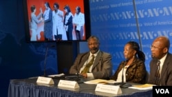 Panelists Gregory Simpkins (L), Sibongile Sidile Sibanda (C), and Reverend Isaac Mwase (R)