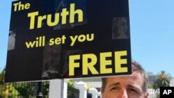 One of the participants in a march to Parliament in Cape Town to highlight concerns over the possible introduction of the Protection of Information Bill, 27 Oct 2010