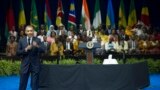 FILE - President Barack Obama answers questions from participants after speaking at the Young African Leaders Initiative's Mandela Washington Fellowship gathering in Washington, Aug. 3, 2015. 