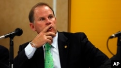 FILE - University of Missouri President Tim Wolfe, April 11, 2014.