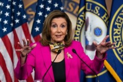 FILE - House Speaker Nancy Pelosi of California speaks during a news conference on Capitol Hill, Sept. 18, 2020.