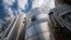 FILE - A liquid carbon dioxide containment unit stands outside the fabrication building of Glenwood Mason Supply Co. on April 18, 2023, in New York.