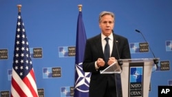 United States Secretary of State Antony Blinken speaks during a media conference at the conclusion of a meeting of NATO foreign ministers at NATO headquarters in Brussels, Dec. 4, 2024.