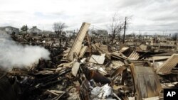 Así quedó tras el huracán Sandy una comunidad de un centenar de casas en Nueva York.