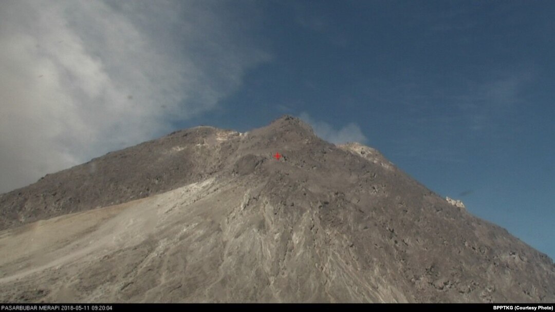 Visual Puncak Merapi dari Kawasan Pasar Bubar (Courtesy: BPPTKG)