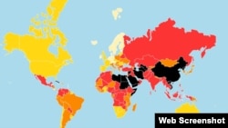  نقشه سال ۲۰۱۷ آزادی رسانه‌ها در دنیا - منبع: گزارشگران بدون مرز 