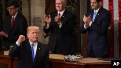 Le président Donald Trump à la fin de son discours annuel à Capitol Hill à Washington, le 30 janvier 2018.