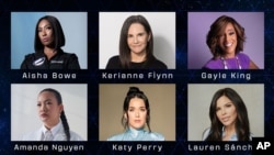 Blue Origin on Feb. 27, 2025, announced the celebrity crew for its 11th human flight, which is to take place this spring: Aisha Bowe, Kerianne Flynn, Gayle King, Amanda Nguyen, Katy Perry and Lauren Sanchez (Blue Origin via AP)