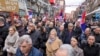 Protest Srba u Kosovskoj Mitrovici u februaru 2024. (Foto:AP/Bojan Slavkovic)