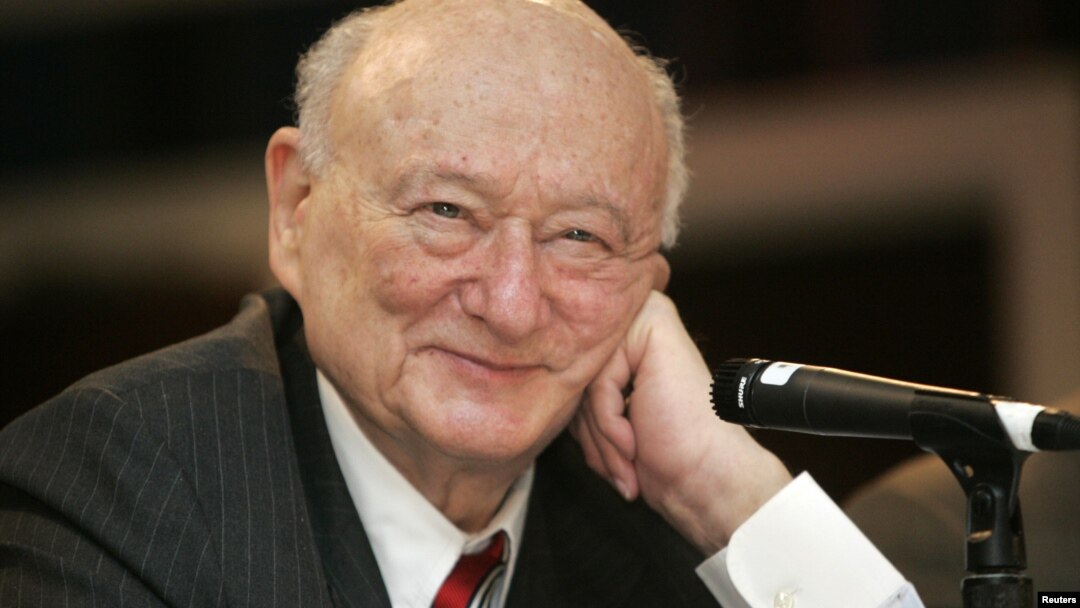 In this April 18, 2007 photo, former New York Mayor Ed Koch listens during the 9th annual National Action Network convention in New York.