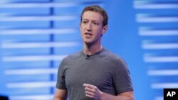 FILE - Facebook CEO Mark Zuckerberg delivers the keynote address at the F8 Facebook Developer Conference in San Francisco, California, April 12, 2016.